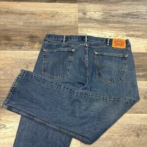 Levis 505 Red Tab Blue Mens 42x31 Regular Fit Straight Leg Mid‎ Wash Denim Jeans